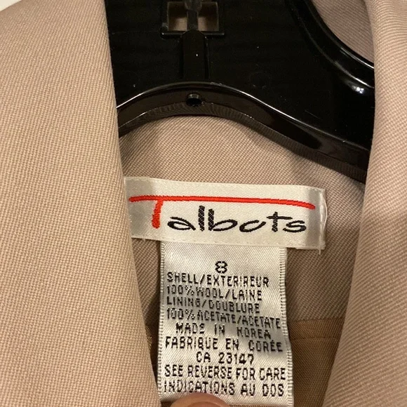 Talbots tan 100% wool coat dress adorable - Picture 3 of 9